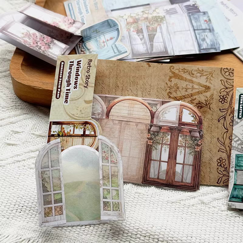 10 Stück Vintage Fenster und Tür Aufkleber Set in Multicolour aus Papier - Bild 4