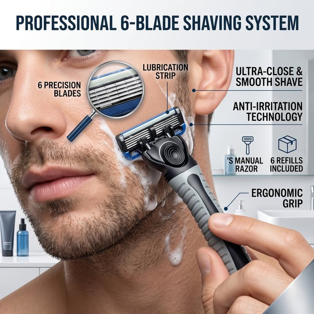 Razor Classic Sicherheitsrasierer, 6-Klingen, 27 Rasierklingen, Unisex - Bild 1