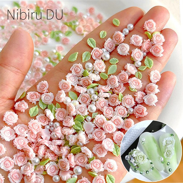 Nibiru DU Nageldekoration Rose Design, 30 Teile, Rose Purple, Glänzend - Bild 1