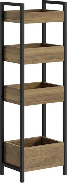 SoBuy Badregal Standregal mit 3 Ablagefächern als Nischenregal für das Badezimmer, Schwarz-braun, B/T/H: 28 x 20 x 90 cm - Bild 1