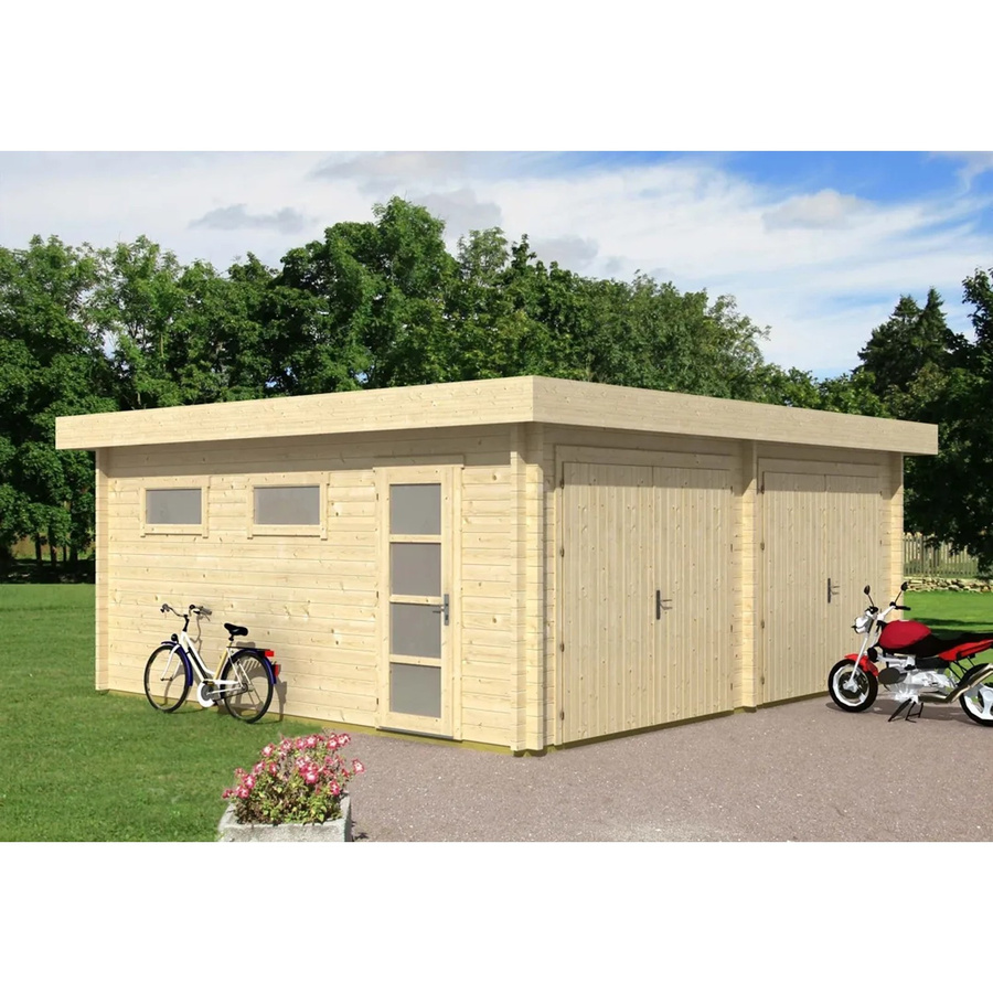 Alpholz Doppelgarage Modell D-70 ISO aus Fichte Natur, Breite: 645 cm, Tiefe: 580 cm - Bild 2