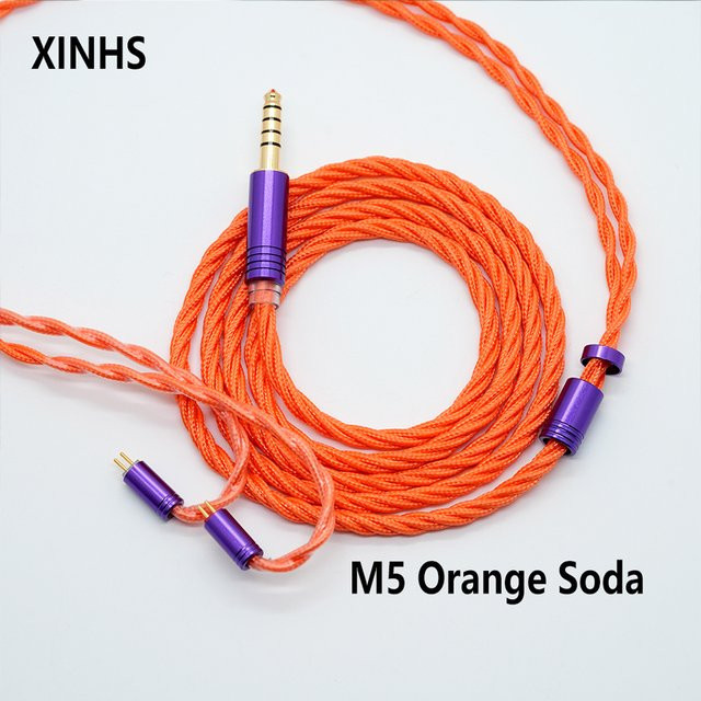 XINHS M05 Orange Soda HiFi-Kopfhörer-Upgrade-Kabel, 4-adrig, versilbertes Kupfer, doppelt geschirmt, 0,78 mm, 2PIN/MMCX, Orange - Bild 1