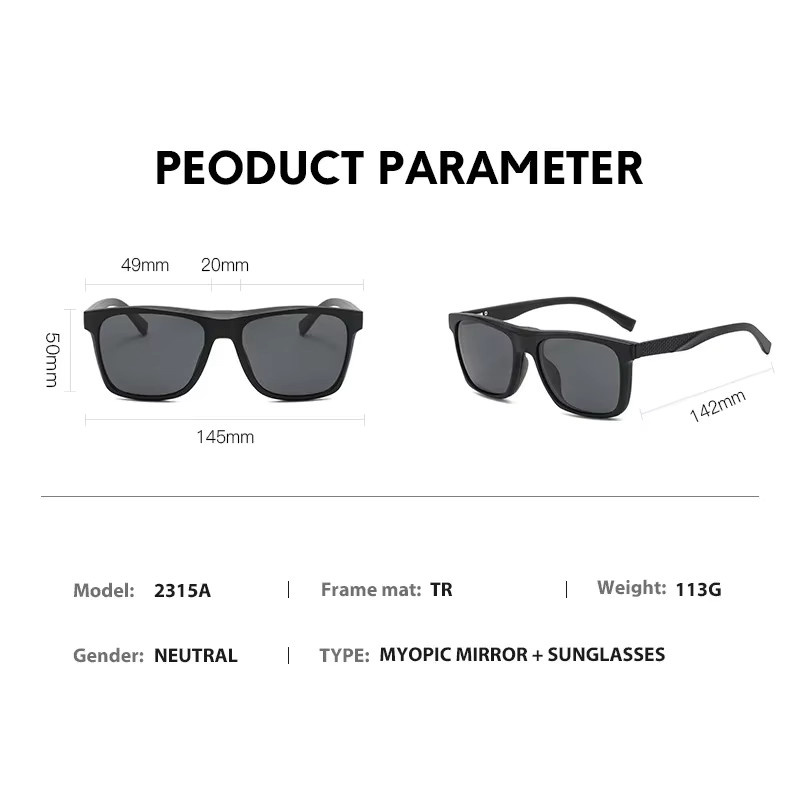 NINJONA Sonnenbrille, 6 in 1, polarisiert, Vollrand, Kunststoff, Unisex, black - Bild 1