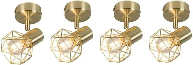 QAZQA 4er Set Art Deco Deckenstrahler aus Messing, drehbar und dimmbar, Farbe: Messing glänzend - Bild 1