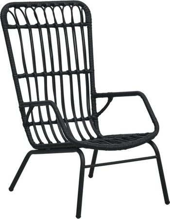 vidaXL Gartenstuhl aus Poly-Rattan und pulverbeschichtetem Stahl in Schwarz, B/T/H: 53,5 x 75,0 x 90,0 cm