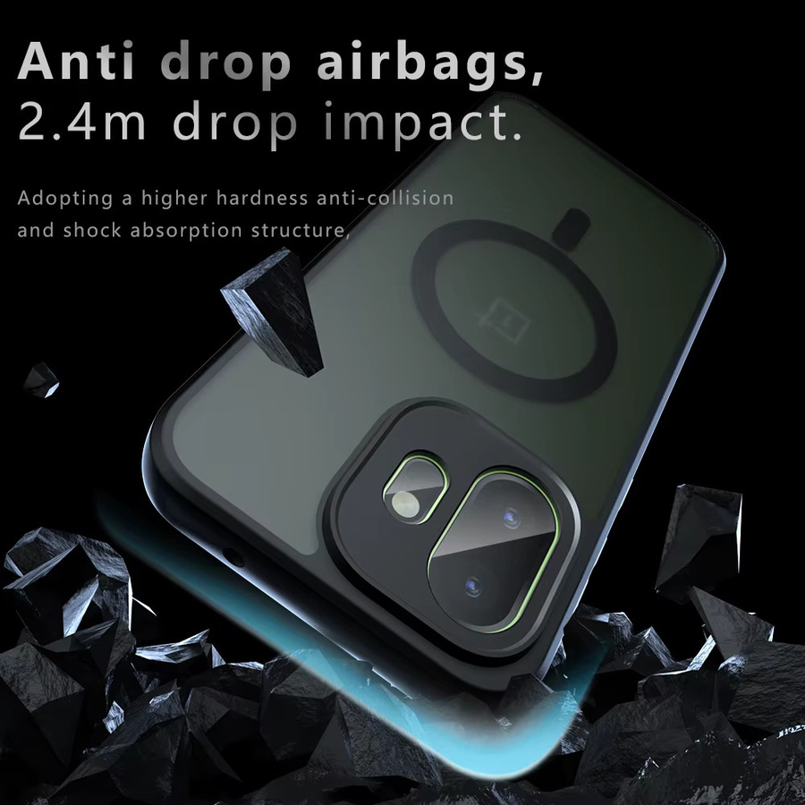 DIXSG Handyhülle für OnePlus 15T mit magnetischem kabellosem Laden, TPU-Rahmen und Hartplastik, transparent und schwarz, stoßfestes Case - Bild 2