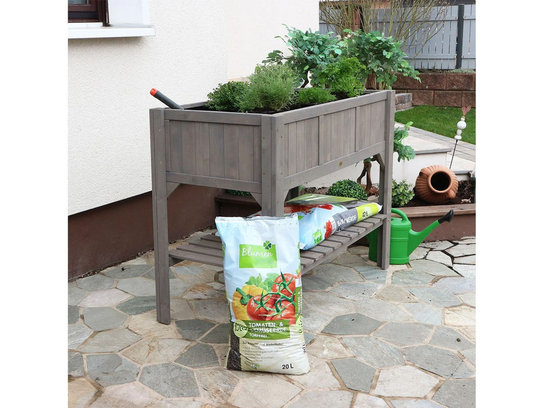 HABAU Hochbeet mit Ablage in Dunkelgrau - Bild 4