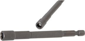 BGS Steckschlüssel-Einsatz Sechskant 2762 extra lang für Bohrmaschinen mit Außensechskant 6,3 mm 1/4 Zoll und SW 6 mm aus Edelstahl - Bild 1
