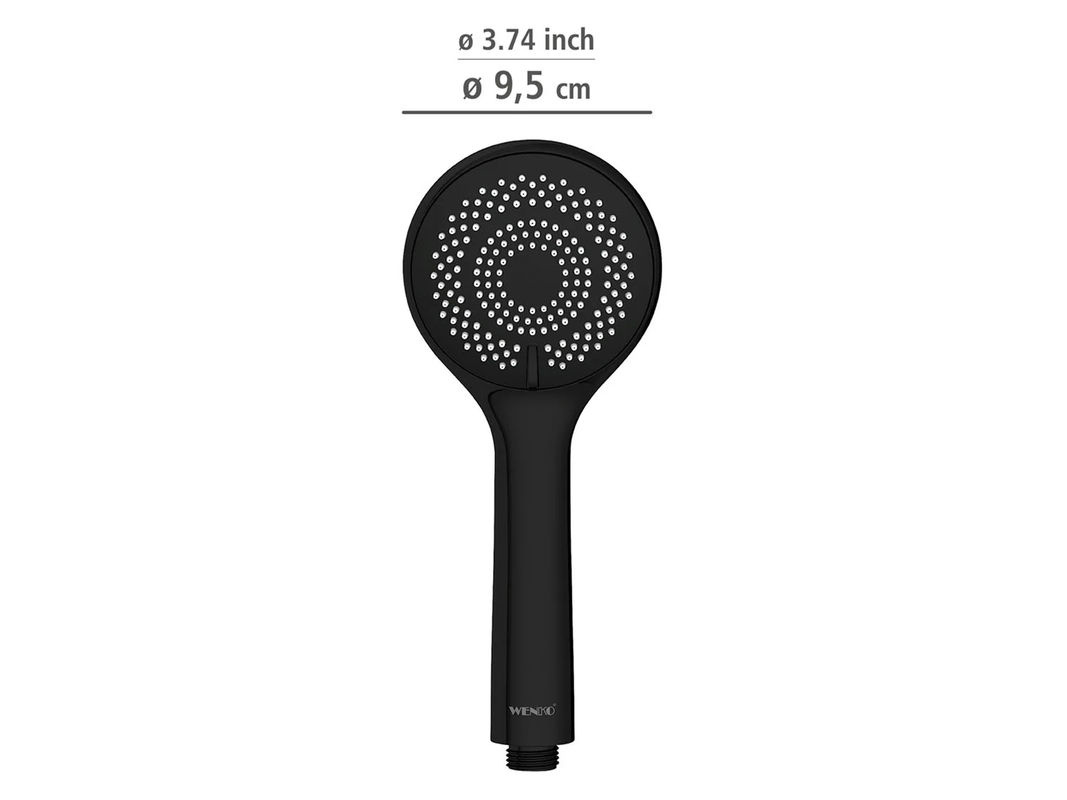 Wenko Handbrause Watersaving in Schwarz Matt mit Regen- und Massagefunktion, Durchmesser: 9,5 cm - Bild 2
