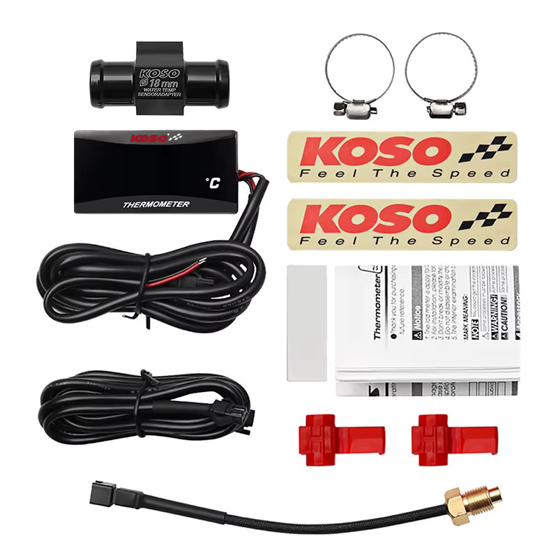 KOSO Motorrad Wassertemperatur-Minimessgerät mit digitalem LCD-Bildschirm und Sensor in Schwarz - Bild 4
