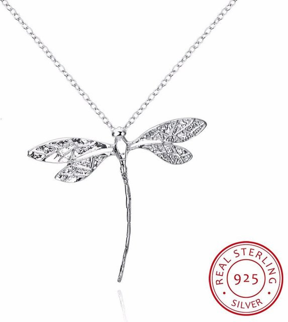 POMOiii Halskette 925 Silber, Doppel Libelle, Kristall, Zirkonia, Damen, 45cm - Bild 1