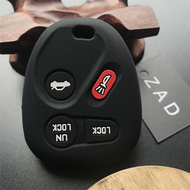Schlüsselabdeckung Hülle Silikon-Gummi, Chevrolet Impala Blazer Corvette Malibu Monte Carlo, 4-Tasten, schwarz, Unisex - Bild 1