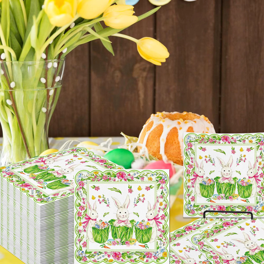 Osterhase Servietten mit Kaninchen-Motiv für die Ostern-Party, Mehrfarbig - Bild 3