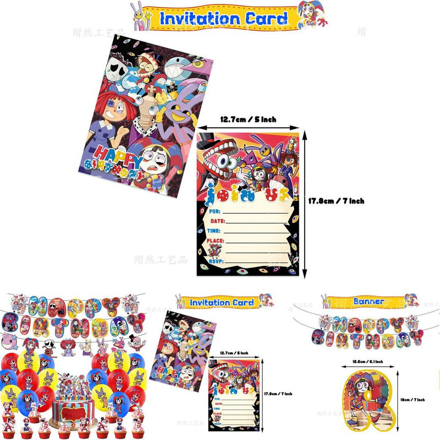 HauteHive Digitaler Zirkus Ballon-Set aus Papier für Geburtstagsfeiern, 10 Stück, Multicolor (Gelb, Rot, Blau) - Bild 1