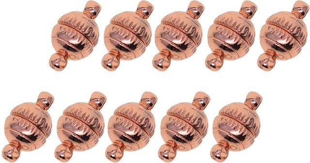 Magnetverschlüsse, Messing, gravierte Kugel, 8 mm, rose gold, 10 Sets - Bild 1