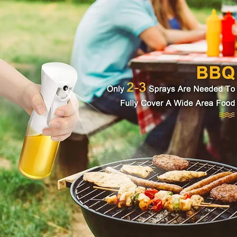 Ölspray-Sprühflasche aus Glas in Schwarz für Küche, BBQ und Camping, rund - Bild 6