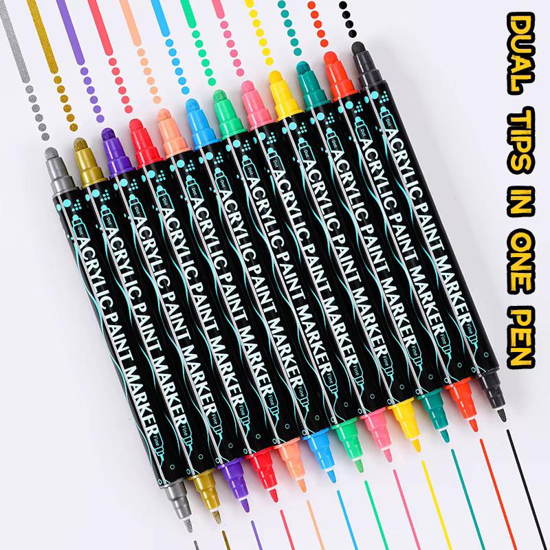 Jimiao Dual-Tip Acrylmarker-Set mit runder und feiner Spitze, wasserbasierte Farben in Multicolour - Bild 5