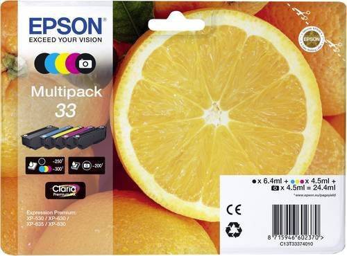 Epson Original Tintenpatronen Multipack 33 Claria Premium Ink Serie Orange, CMYK (Schwarz, Cyan, Magenta, Gelb) - Bild 1