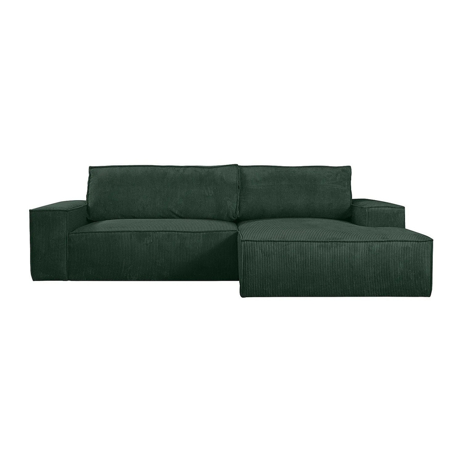 Vente-unique Schlafsofa Amelia in Tannengrün mit Cord-Bezug und L-Form, Breite: 267 cm - Bild 2