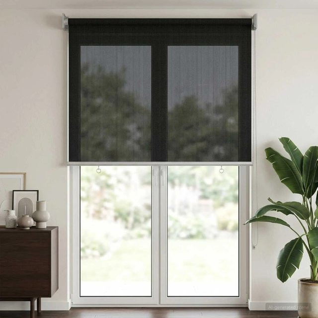vidaXL Außenrollo aus HDPE in Schwarz mit 90% UV-Block, Breite: 80 cm, Höhe: 230 cm - Bild 1