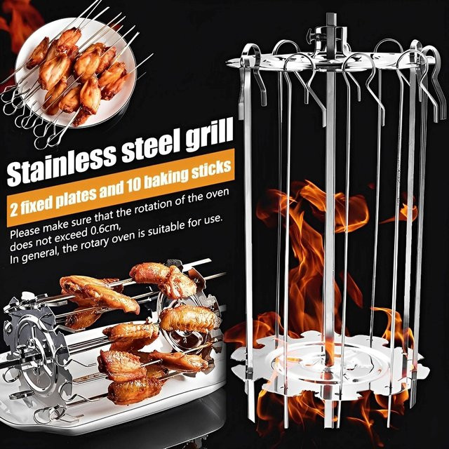 Hitzebeständiger Fleischspieß-Grillkäfig aus Edelstahl in Silber für Kebab und Rotisserie - Bild 1