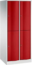 C+P Garderobenspind Resisto doppelstöckig XL, 2 Abteile mit Kleiderstange und Schloss, Korpus Lichtgrau und Front Rubinrot, B/T/H: 77,2 x 64,0 x 195,0 cm - Bild 1
