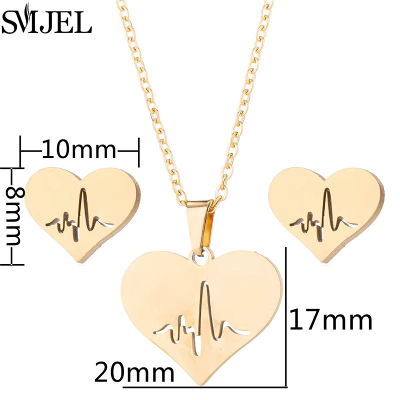 SMJEL Schmuckset Edelstahl, Halskette und Ohrringe, Damen - Bild 3