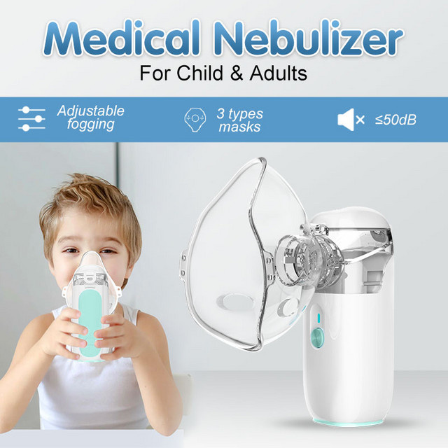 AiQUE Mini Mesh Ultraschall-Inhalator Tragbarer Vernebler für Kinder und Erwachsene in Pink und Weiß - Bild 1