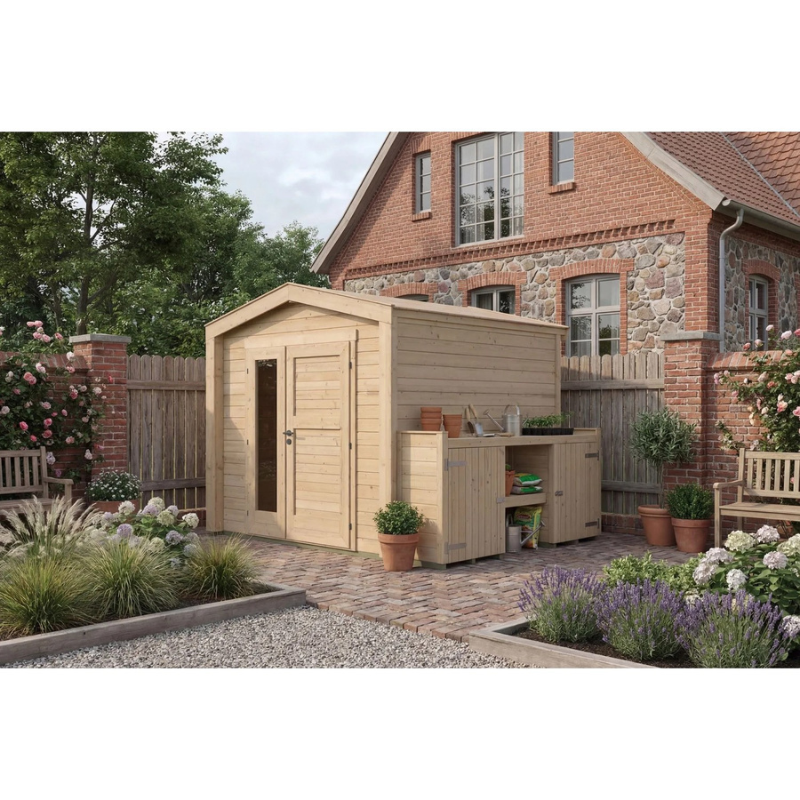 Weka Holz-Gartenhaus Killarney mit Satteldach in Natur Braun, B: 307 cm, T: 263 cm, H: 241 cm - Bild 2
