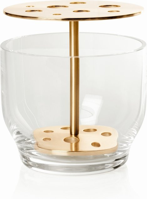 Fritz Hansen Ikebana Vase klein aus Glas und Metall in Gold und Transparent - Bild 1