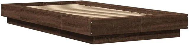 vidaXL Bettgestell mit LED-Unterbettbeleuchtung und USB-Ladeport in Braun Eichen-Optik, B/T/H: 100 x 200 cm - Bild 1