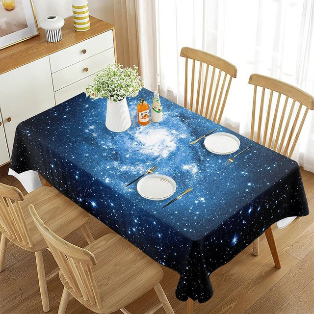 JMG Household Supplies Weltraum-Tischdecke mit Galaxien und Sternen, Blau, Rechteckig, B/T: 70 x 70 cm - Bild 1