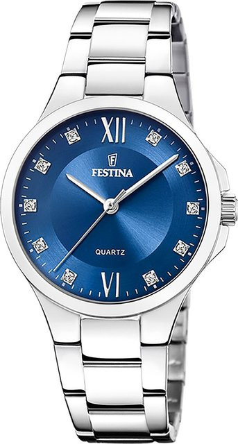 Festina Damenuhr, Quarz, Edelstahl, Blau, 34 mm, 5 ATM - Bild 1