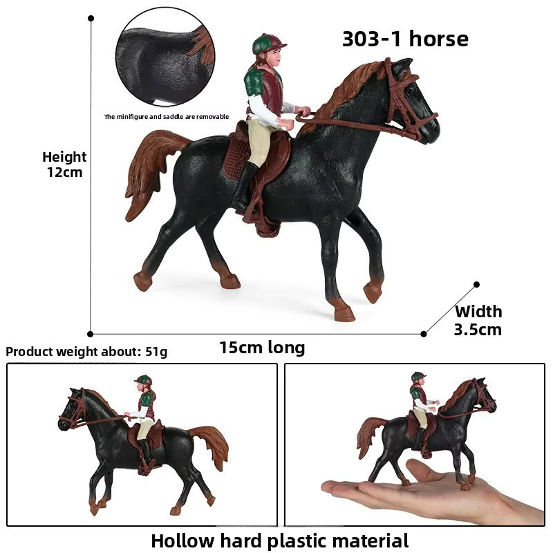 TIMEA Pferd Reiter Figur, Actionfiguren, Kunststoff, Schwarz - Bild 1
