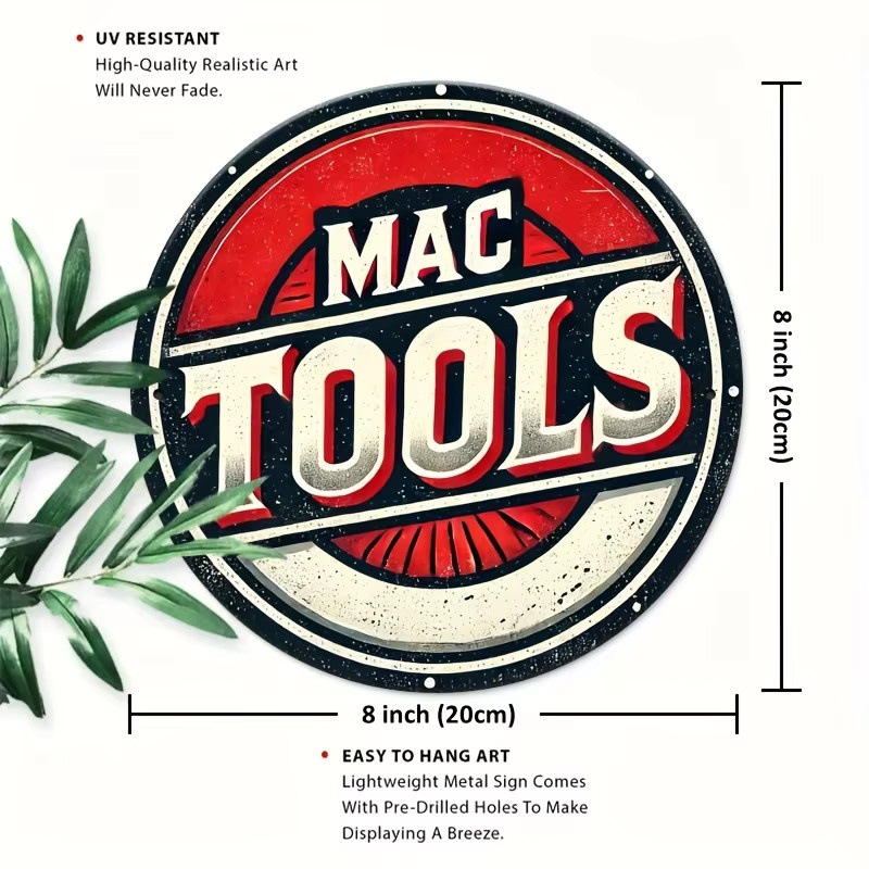 Rundes MAC Tools Blechschild aus Metall im Vintage-Design, Durchmesser: 20 cm, Mehrfarbig - Bild 2