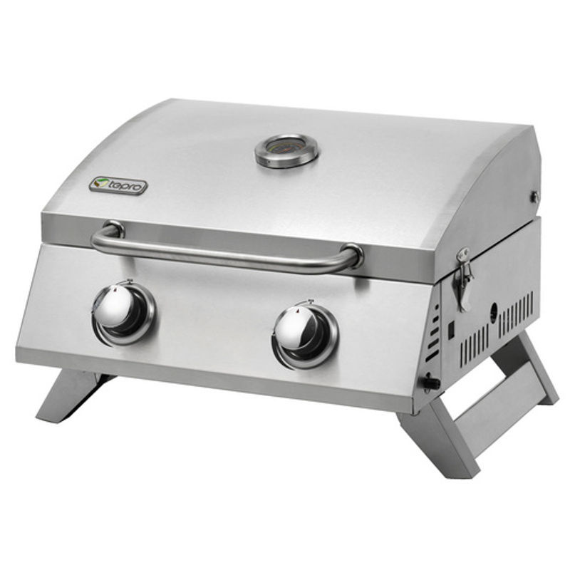 Tepro Tischgasgrill Chicago in Edelstahl und Schwarz mit 2 Brennern und Thermometer - Bild 4