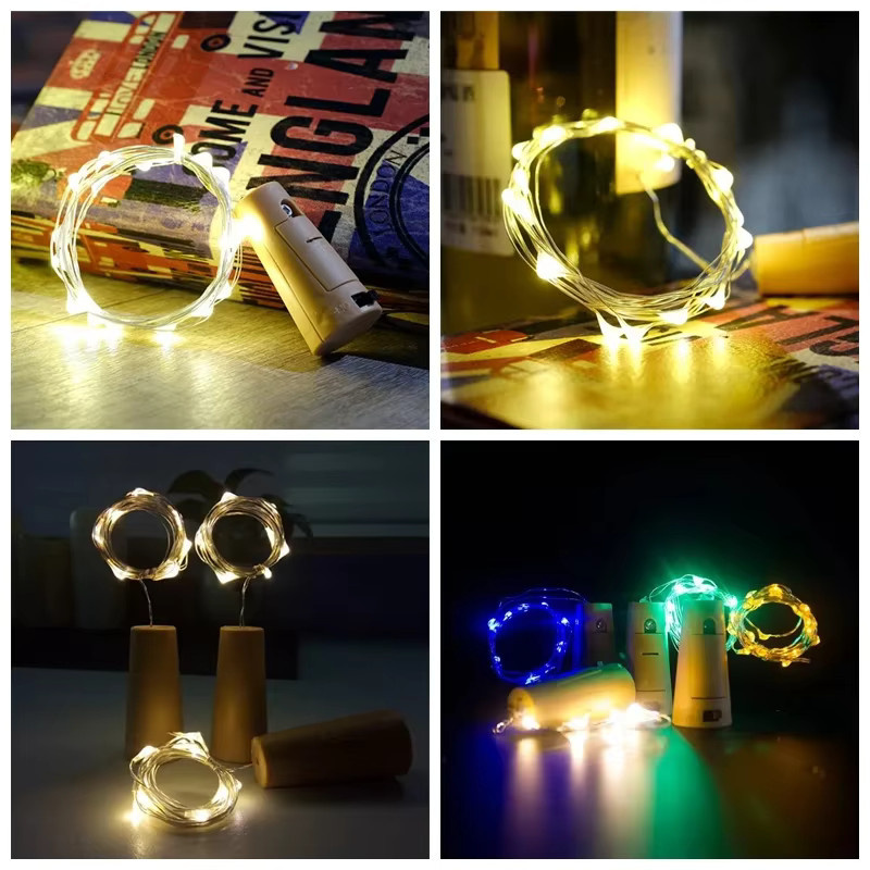 LED-Lichterkette für Weinflaschen mit Korken für Weihnachtsbaum, Hochzeit und Party, transparent - Bild 4