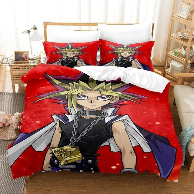 Yu Gi Oh Bettwäscheset mit 3D-Anime-Print von Binchi Fitness, Farbe: Rot, B/H: 150 x 200 cm - Bild 1