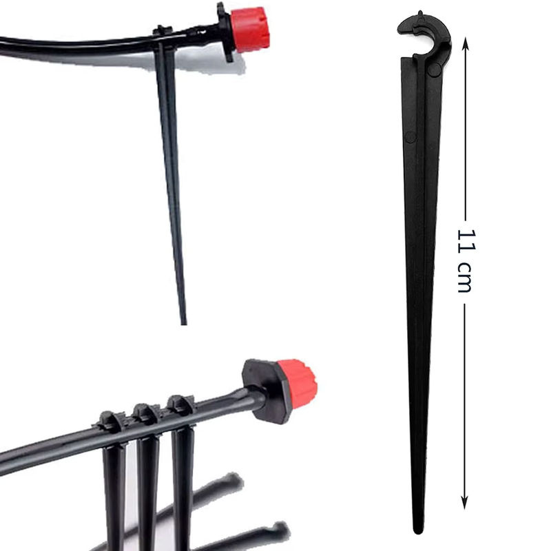 100 Stück C-Typ-Haken 1/4 Zoll mit festem Stiel als Stützhalter für 4/7 mm Schläuche zur Tropfbewässerung in Blumentöpfen und Gewächshäusern - Bild 3
