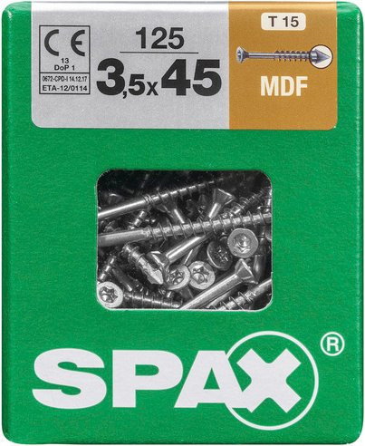Spax Faserplattenschraube T-STAR plus mit Torx-Antrieb, silberfarben, 125 Stück, Durchmesser: 3,5 mm, Länge: 45 mm - Bild 1