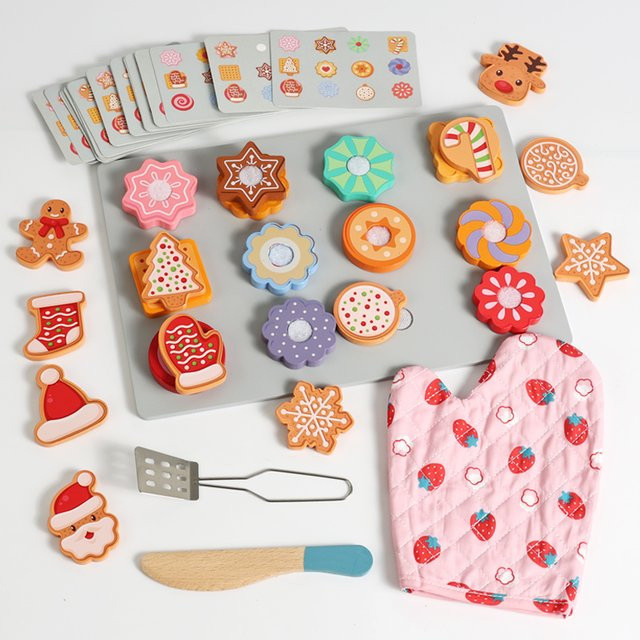 BizyKoady Weihnachts Cookie Spielset aus Holz in Mehrfarbig für Kinder zum Lernen und Backen - Bild 1