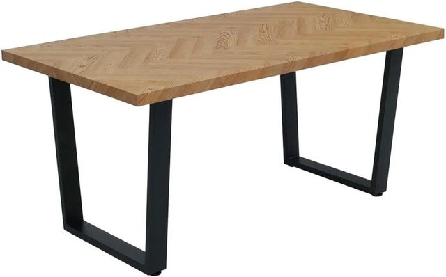 MCW Esszimmertisch O61 im Industrial-Design, Eiche Hell und Schwarz, B/T/H: 160 x 90 x 75 cm - Bild 1
