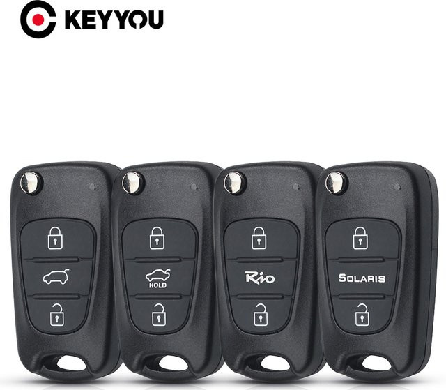 KEYYOU Auto Schlüssel Hülle Flip Fernbedienung Case für Kia und Hyundai in Schwarz - Bild 1