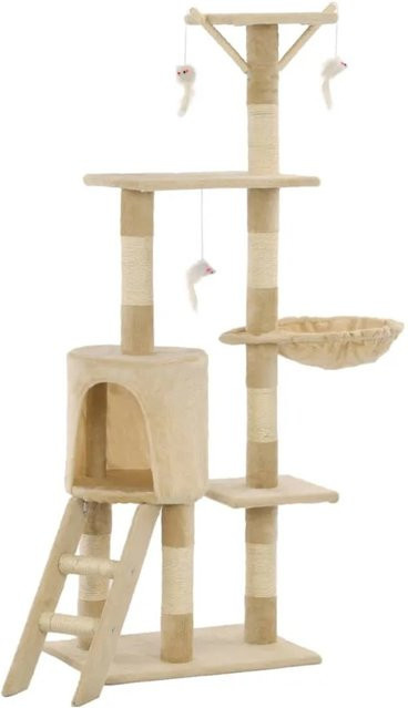 vidaXL Katzen-Kratzbaum mit Höhle, integriertem Spielzeug und Sisal-Säulen in Beige, Höhe: 138 cm - Bild 1
