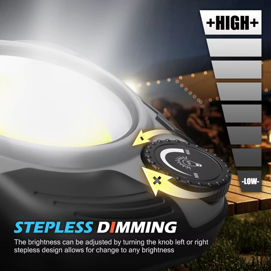 Heinast Multifunktionale LED Camping-Laterne mit Magnet und Haken, Wiederaufladbare COB Notfall-Taschenlampe in Schwarz - Bild 4