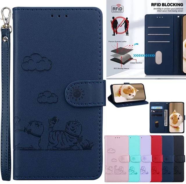 JESSLEI Leder-Handyhülle mit Brieftaschenfunktion und Umhängeband für Samsung Galaxy S21 S22 S23 S24 S25 S26 Ultra FE Plus Edge in Grün oder Blau - Bild 1