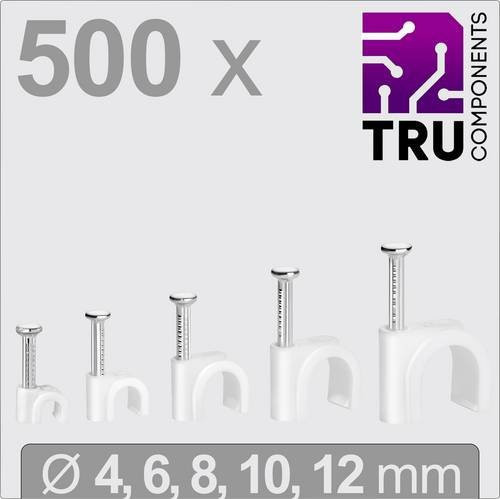 TRU COMPONENTS Nagelschellen TC-13448464 Weiß, Bündel-Ø-Bereich 2 bis 12 mm, 500 Stück - Bild 1
