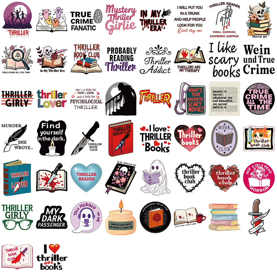 50 Stück Horror Graffiti Aufkleber Set von MRJIAANGSON, wasserfeste Halloween Sticker für Laptop, Telefon, Gitarre und Koffer, Mehrfarbig - Bild 2
