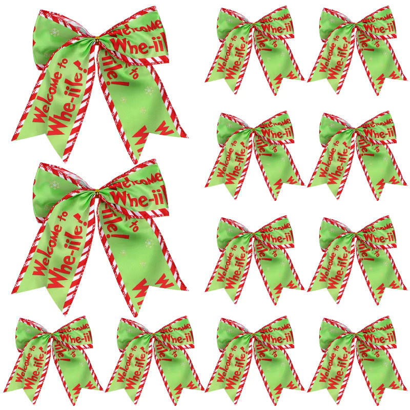 6 Stück ZQNYCY Weihnachtsschleifen aus Textil mit roten und grünen Tupfenmustern zur Dekoration für Weihnachtsbaum und Geschenkverpackungen - Bild 2
