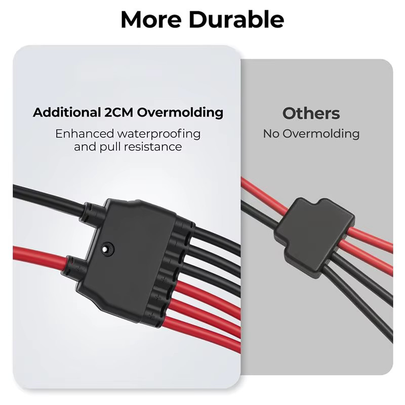 MOPHE Wasserdichtes 10AWG Y-Abzweig-Adapterkabel als Solar-Parallelsteckverbinder für 2-3 Batterien in Schwarz - Bild 3